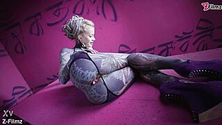 Tattooed Punk Girl Fingers Her Anal Solo With Buttplug