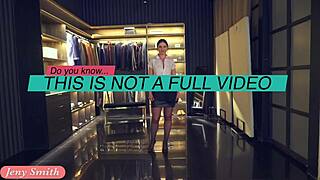 close friend jeny smith teases a man blindfolded in a clothing store, stripping and ripping clothes