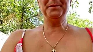 blonde milf masturbates to intense orgasm with natural tits