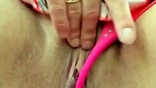 blonde milf masturbates to intense orgasm with natural tits