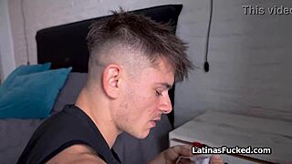 busty latina teases her roomie with sloppy blowjob and rough play