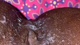 Ebony slut, take that creampie from my big black cock.