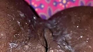 Ebony slut, take that creampie from my big black cock.