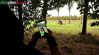 watching outdoor foot worship and facesitting