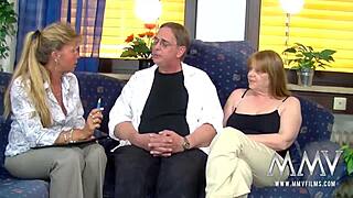 petra from mmv films gives a hand in wild 3some with fingering and blowjob 😈