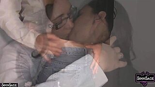 brunette sinn sage scissoring with georgia jones in tight pants