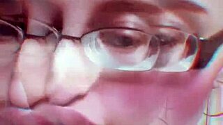 The goddess with huge glasses and nude lipstick enslaves you in kinky BDSM