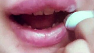 The goddess with huge glasses and nude lipstick enslaves you in kinky BDSM