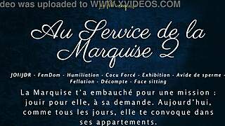 Serving the marquise in french femdom humiliation with joi instructions