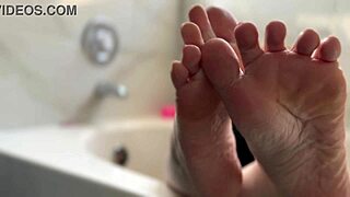 Blonde Babe Shows Off Her Oiled Feet In Fetish Display