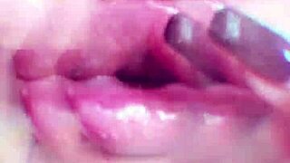 The goddess with huge glasses and nude lipstick enslaves you in kinky BDSM