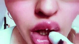 The goddess with huge glasses and nude lipstick enslaves you in kinky BDSM