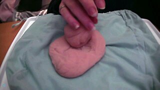 suggestive play with a soft fake cock in silence