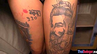 Hot Half-Asian Chick Everylin Shows Tattoos While Getting Fucked Hard