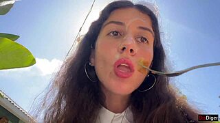 Wow, cum on her face in public cafe, she eats with it on!