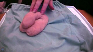 suggestive play with a soft fake cock in silence