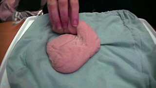 suggestive play with a soft fake cock in silence