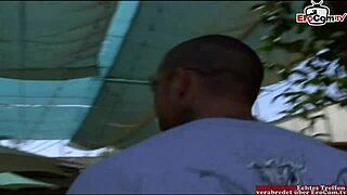 I watch two busty blondes share a big cock.