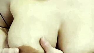 My pregnant wife drives me crazy sucking her big milky tits with raw passion