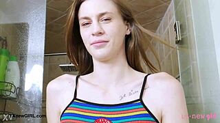 Tall Skinny Model Indulges in a Steamy Bath with Sensual Lesbian Vibes. Her Body Shines!