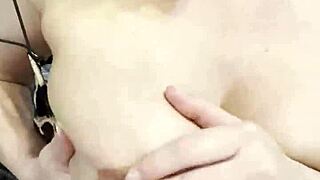 My pregnant wife drives me crazy sucking her big milky tits with raw passion