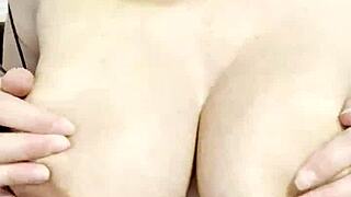 My pregnant wife drives me crazy sucking her big milky tits with raw passion