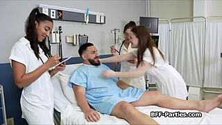 Sexy Brunette Medics Test Hard Cock in Hospital 4some