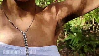 yo, check this hairy babe jogging topless in thong! 😍