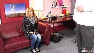 Shy Redhead Teen Helps Fake Agent Spill Cum on Her Petite Tits