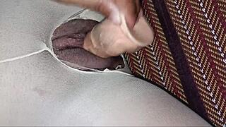 I tore the stockings and stuffed my cock into her tight pussy