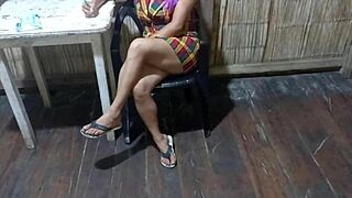 sexy stepmom touches her pussy and tits at the ranch 😍