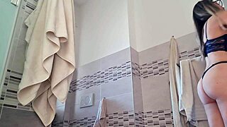 latina hottie masturbates while cleaning in panties