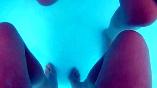 Husband catches his latina wife in a wild mmf threesome at the public hotel pool with Karina and Lucas.