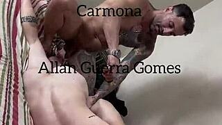 Carmona gives emotional massage to naked Allan Guerra, passionately taking advantage of his ass.