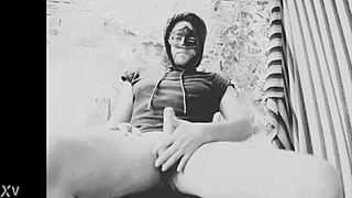 bad wolf28 strips for a sensual handjob in pov