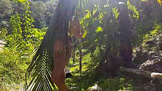 Specific A Naked Girl Photographed in Wild Amazon Jungle During Outdoor Voyeur Session