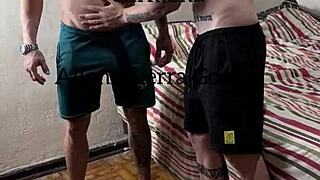 Carmona gives emotional massage to naked Allan Guerra, passionately taking advantage of his ass.