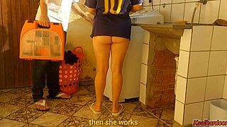 Married housewife pays washing machine tech with pussy