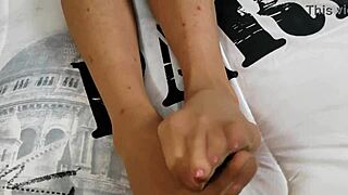 this pantyhose slut teases with dirty talk in homemade shaved action