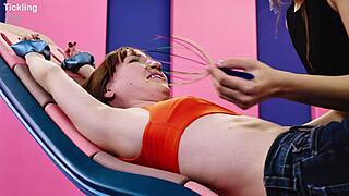 Watch Talia Mint host a feet tickling challenge with tied-up Russian Kate Quinn. It’s pure playful torment!