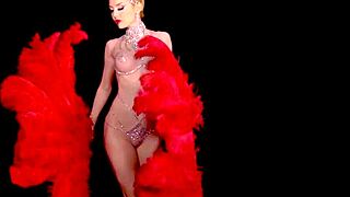 skinny blonde milf miranda strips in slutty burlesque outfit