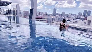 okinawa hibiscus flower blooms in the night