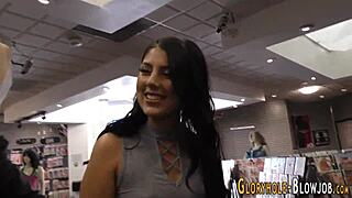 she's fucked and blows that huge black cock