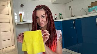 just showing how to clean the kitchen with mature flair