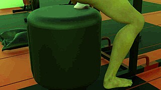 muscular sexy gym instructor drills herself with a dildo at the gym, damn