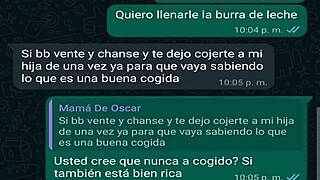 WhatsApp chat with my friend oscar's boss, i fuck her again... oops