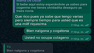 WhatsApp chat with my friend oscar's boss, i fuck her again... oops