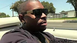 brunette amateur gags hard on a massive bbc, dripping wet in interracial action