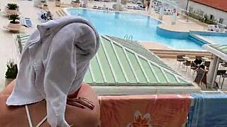 Masturbating with Lisa on balcony