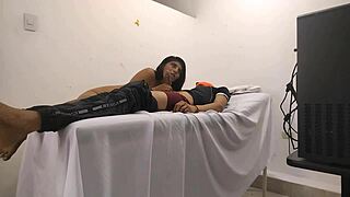 Change of plans: doctor gives massage to beautiful brunette patient